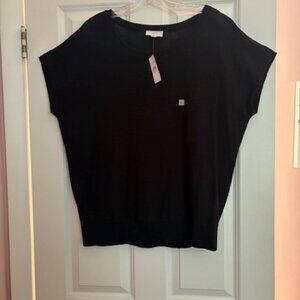 LOFT Wedge Sweater Tee Black size XL